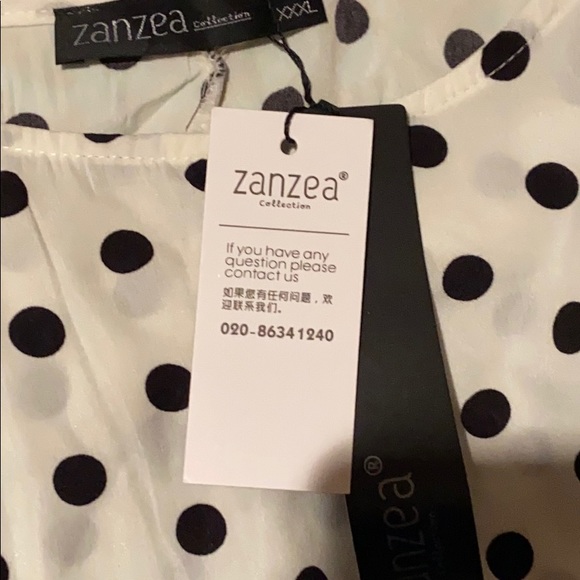 Black & White Polka Dot Flounce Sleeve Top Sz 16 - Picture 5 of 6